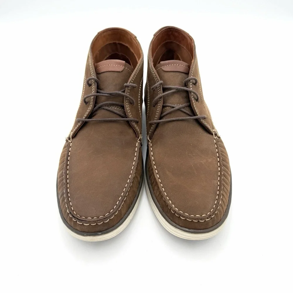Size 10 - Johnston & Murphy Emmett‎ Moc Toe Boot - Tan Oiled Full Grain Leather